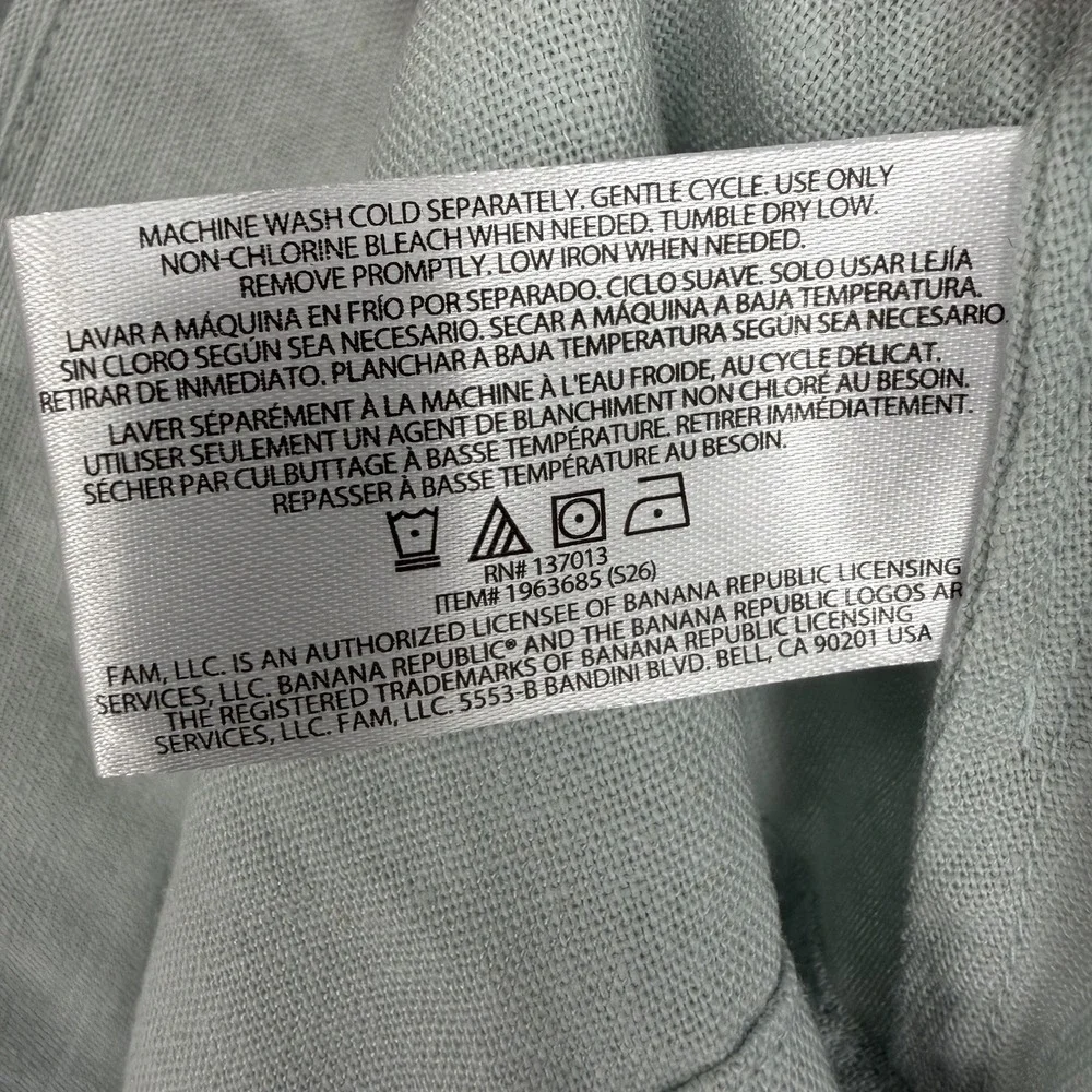Banana Republic Womens Linen Blend Sleeveless Top S Back Keyhole Crewneck Woven